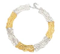 Piceioep Collier ras de cou asymétrique unique en matériaux composites en acier avec perles baroques pour un usage quotidien et un événement social Collier électrolytique stratifié