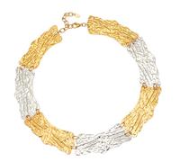 Piceioep Collier ras de cou asymétrique unique en matériaux composites en acier avec perles baroques pour un usage quotidien et un événement social Collier électrolytique stratifié
