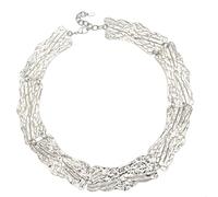 Piceioep Collier ras de cou asymétrique unique en matériaux composites en acier avec perles baroques pour un usage quotidien et un événement social Collier électrolytique stratifié