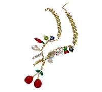 Piceioep Collier tendance en forme de cerises d'été colorées - Chaîne légère en acier inoxydable pour femmes et jeunes