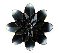 Picfarce Décoration murale en métal noir - 24,1 cm - Sculpture florale rustique moderne à suspendre - Décoration d'intérieur - Pour chambre à coucher, salon, bureau, jardin, terrasse