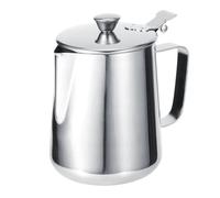 Pichet à café et lait en acier inoxydable, 2 pièces, avec couvercle, pichet à café, Latte Art for la maison, thé au lait, café, tasse à café(1000ml)