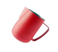 Pichet à café et lait en acier inoxydable, 2 pièces, tasse mousse, pichet fleurs, mousseur, outil de Pour Faire Mousse le Lait(Red,600ml)