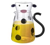 Pichet à eau de vache - Carafe à eau de chevet et gobelet en verre - Carafe de vaisselle, pichet avec gobelet, adorable vaisselle de vache, bouilloire, pot à lait, jus pour boissons de minuit