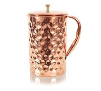 Pichet à eau en cuivre pour la guérison ayurvédique sans doublure intérieure, carafe ayurveda pour eau potable, Moscow Mule, cocktail 1,5 L (carafe diamantée)