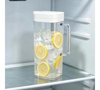 Pichet à eau en plastique de 2 litres, couvercle rabattable étanche, format fin gain de place pour porte de réfrigérateur, 12,7 x 10 x 28,6 cm, thé glacé jus lait eau maison fête