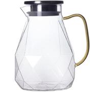 Pichet à Eau en Verre 1500ml avec Couvercle Inox Anti-goutte | Versement sans Gouttes, Poignée Large Renforcée, Design Transparent, Usage Quotidien pour Citron et Vin