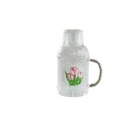 Pichet à eau en verre de 2200 ml avec couvercle résistant à la chaleur avec une tasse pour infusion chaude et froide, thé glacé, jus d'eau