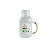 Pichet à eau en verre de 2200 ml avec couvercle résistant à la chaleur avec une tasse pour infusion chaude et froide, thé glacé, jus d'eau