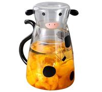Pichet à eau en verre en forme de vache - Pichet à lait transparent, style rustique vintage, motif de vache | Pichet décoratif en verre avec poignée pour table de cuisine, jus, lait, thé, café