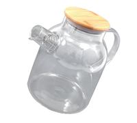 Pichet à Jus en Verre 1,6 L avec Couvercle en Bambou et Poignée | Résistant à Chaleur, Léger et Transparent, pour Boissons Froides, Service Maison, Ouverture Large