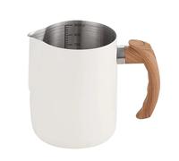 Pichet à lait antiadhésif en acier inoxydable, tasse à fleurs, pichet à mousse de lait à la vapeur, Pot à lait, tasse à expresso Pour Latte(White,600ml)