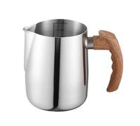 Pichet à lait antiadhésif en acier inoxydable, tasse à fleurs, pichet à mousse de lait à la vapeur, Pot à lait, tasse à expresso Pour Latte(Silver,600ml)
