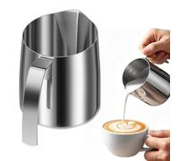 Pichet à lait en acier inoxydable de 500 ml, ouverture oblique, avec poignée et graduation, accessoire de barista pour cappuccino, expresso, latte art, amateur de café (argenté, 500 ml)