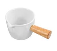Pichet à Lait en Céramique Blanc 90ml, Doseur Multi-usage | Bois et Céramique, Usage Maison ou Bar, Robuste, Ornemental, Facile à Nettoyer