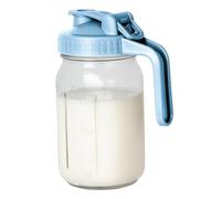 Pichet à lait en verre, pichet en verre étanche de 32 oz avec couvercle et bec verseur en forme de V, bouteille stockage lait maternel lavable au lave-vaisselle pour la cuisine à domicile, bl