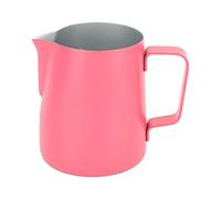 Pichet à Lait Moussant Inox 380ml, Bec Pointu Antidébordement, Durable et Hygiénique - Polyvalent pour Café Latte, Maison ou Café (Rouge)