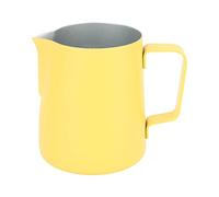 Pichet à Lait Moussant Inox 380ml, Bec Pointu Antidébordement, Durable et Hygiénique - Polyvalent pour Café Latte, Maison ou Café (Jaune clair)