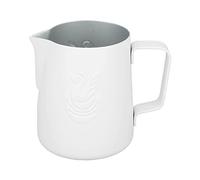 Pichet à Lait Moussant Inox 380ml, Bec Pointu Antidébordement, Durable et Hygiénique - Polyvalent pour Café Latte, Maison ou Café (Blanche)