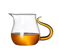 Pichet à lait thé en verre résistant la chaleur Accessoires de café Tasse 380 ml Petit pichet eau transparent Pot Bouilloire chauffante Sauce Bateau sauce(Yellow 380ml)