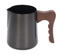 Pichet à Mousse de Lait 600 Ml, Poignée en Hêtre, Sortie Type Aigles, Pichet à Vapeur en Acier Inoxydable, Tasse à Mousse de café pour Cuisine, Restaurant, café, Hôtel (manche