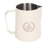 Pichet à mousse de lait, cruche à mousse de café en acier inoxydable avec bec étroit pour l’art du latte, tasse à mousse de 450 ml pour un usage domestique en café et chez le baris (Blanche)