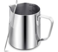 Pichet à mousse de lait en acier inoxydable 600 ml - Gobelet à lait en acier inoxydable 304 - Tige de traction en métal -