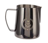 Pichet à mousse de lait en acier inoxydable, tasse d'art à café de 350ml avec bouche pointue pour un usage domestique (Noire)