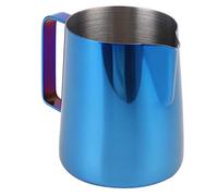 Pichet à mousse de lait, pichet à vapeur 420 ml, mousseur à lait, tasse à vapeur, tasse à expresso en acier inoxydable, pichet à cappuccino, pichet verseur, tasse à expresso, (Bleu)