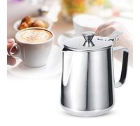 Pichet à Mousse de Lait, Tasse à Mousser, Tasse à Mousseur à Lait, Expresso, Pichet à Vapeur avec Couvercle en Acier Inoxydable pour Cappuccino Latte Art (1000ML)