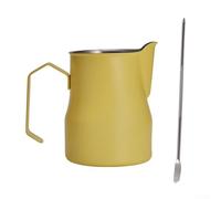 Pichet à mousser à café et lait en acier inoxydable 304 avec bec verseur précis pour latte art et cappuccino, 450 ml en acier 304 durable (jaune)