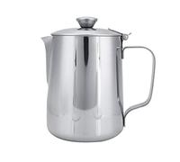 Pichet à mousser à lait Fdit, tasse à café en acier inoxydable pichet à mousser à lait avec couvercle pour l'art du café au lait(600mL)