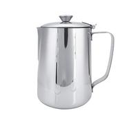 Pichet à mousser à lait Fdit, tasse à café en acier inoxydable pichet à mousser à lait avec couvercle pour l'art du café au lait(1000mL)