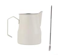 Pichet à mousser de précision pour café et lait 450 ml fabriqué en acier inoxydable résistant à la rouille (blanc de riz)