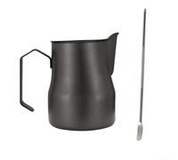 Pichet à mousser en acier inoxydable pour café et lait 450 ml avec bec verseur conçu pour un versement précis, convient pour latte, cappuccino et expresso (Noir)