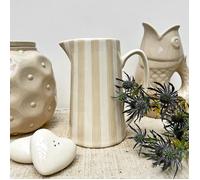 Pichet, carafe ou vase à rayures sables et blanches