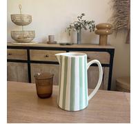 Pichet carafe ou vase à rayures vert matcha et blanc
