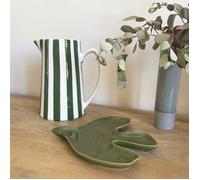 Pichet carafe ou vase à rayures vertes et blanches