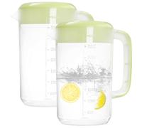 Pichet de 1 gallons avec couvercle, Jug en plastique 2pcs avec couvercle de passoire pour la limonade, thé glacé, breuvage froid, transparent (vert clair)