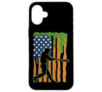 Pichet de Baseball avec Motif Drapeau américain Coque pour iPhone 16 Plus
