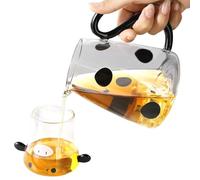 Pichet D'eau En Verre De Vache - Juice De Jus De Vache Élégante | CARAFE DE L'EAU ET LE GLASSE Avec Conception Assortie | Puche De Verres De Forme Adaptée À La Table À Manger Des Boissons À La M