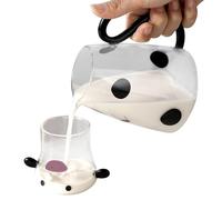 Pichet D'eau En Verre De Vache - Juice De Jus De Vache Élégante | CARAFE DE L'EAU ET LE GLASSE Avec Conception Assortie | Puche De Verres De Forme Adaptée À La Table À Manger Des Boissons À La M