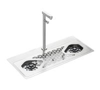 Pichet en acier inoxydable, avec robinet de type poussoir, rondelle de tasse en verre - Buse rotative haute pression, avec égouttoir et plateau d'égouttement, pour cuisine, café, restaurant