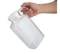 Pichet en Acrylique - Boisson en verre nervurée pour boisson en verre Pichet Acrylique Transparent Bouteille à jus Eau rayée Pichet à jus froid avec couvercle pour bar (Taille : 1800ml)