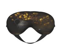 Pichet en argile foncée orné de fleurs jaunes séchées, masque de sommeil avec sangle ajustable, cache-œil bloquant la lumière pour femmes et hommes, idéal pour la sieste en avion et la méditation.