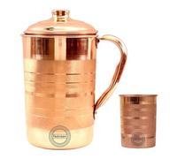 Pichet en cuivre fait main avec 1 verre pour les bienfaits de l'Ayurveda pour la santé Pichet traditionnel en cuivre pour boire 1,5 L 50,7 oz