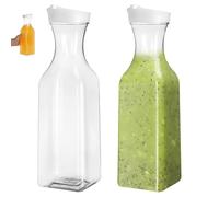 Pichet en plastique avec couvercle, pichet de jus de 2 pcs, plastique transparent 1500 ml avec couvercle, contenants boisson pour réfrigérateur, eau, thé glacé, lait, breuvage à froid, boisson