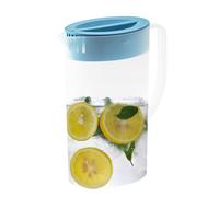 Pichet en plastique de 2 l avec couvercle, pichet à thé glacé, carafe à eau, carafe en verre, pichet d'eau avec poignée pour thé, jus, lait, boissons froides ou chaudes