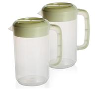 Pichet en plastique de 2pcs avec couvercle, marque de mesure claire 1 gallons avec une poignée confort, une cruche à eau multifonctionnelle plus pour la maison, les fêtes, les restaurants a