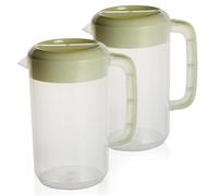 Pichet en plastique de 2pcs avec couvercle, marque de mesure claire 1 gallons avec une poignée confort, une cruche à eau multifonctionnelle plus pour la maison, les fêtes, les restaurants a